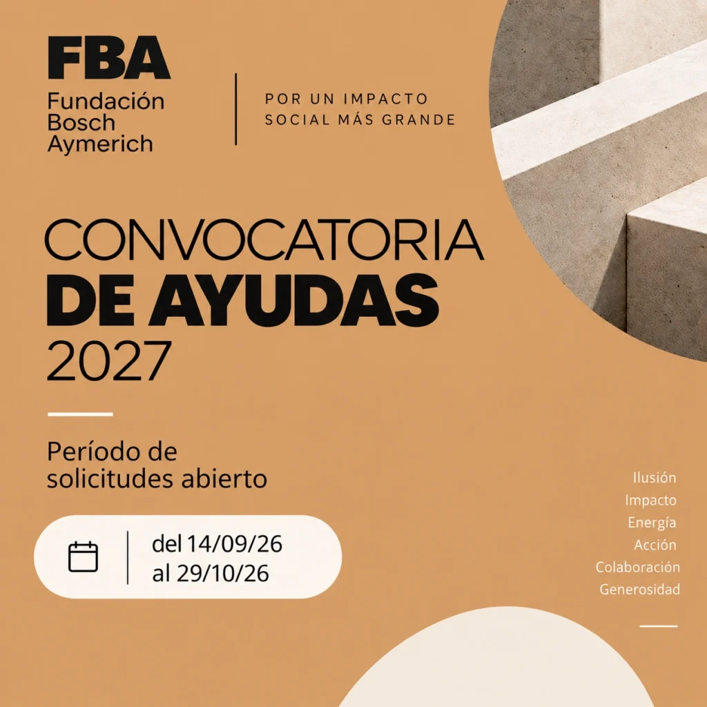 Convocatoria de ayudas 2027 de la Fundación Bosch Aymerich: período de solicitudes abierto del 14/09/26 al 29/10/26